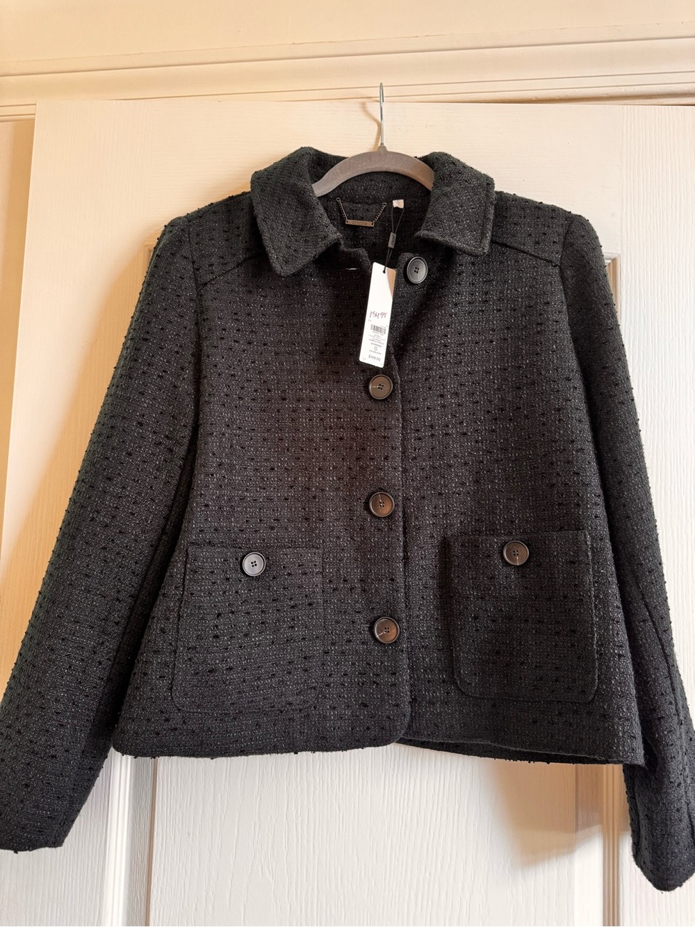 Chico's Forest Green with Black flecks Textured Button-Front Jacket